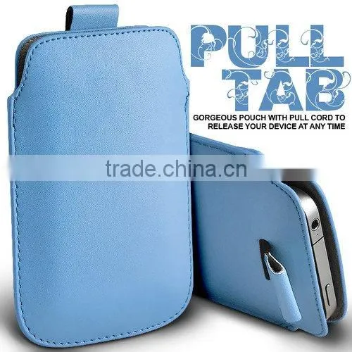 For iPhone 5 Premium Soft PU Leather Pull TAB Slip Pouch Case Cover