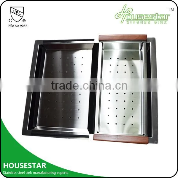 HOUSESTAR SINK FACTORY stainless steel 304 used colander Types Of Colanders Handmade Kitchen Sink Rectangular Colander