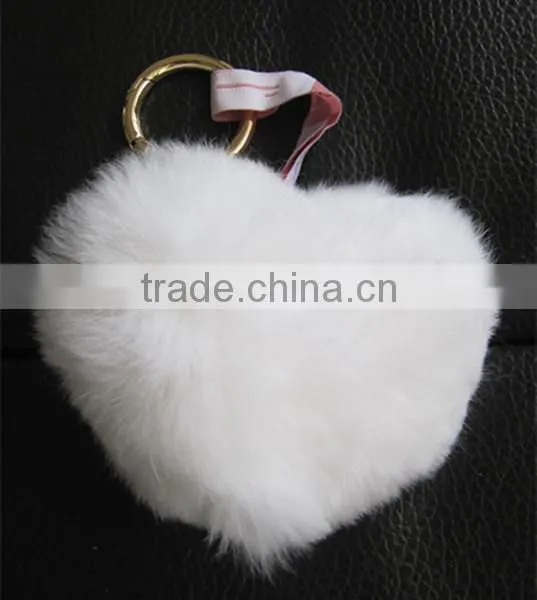 New design starfish Rabbit hair keychain with heart shaped