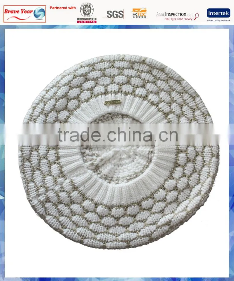 lurex popcorn knit knit beret for women