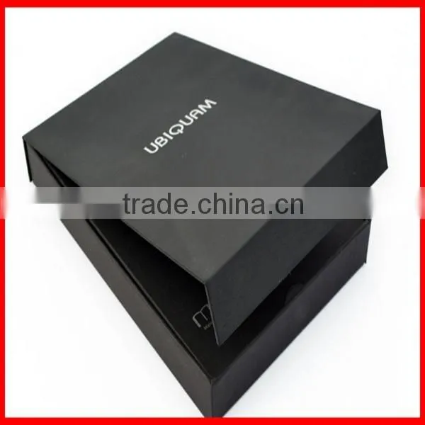2014 wholesale black luxury folding Book Shape packaging customize gift Box