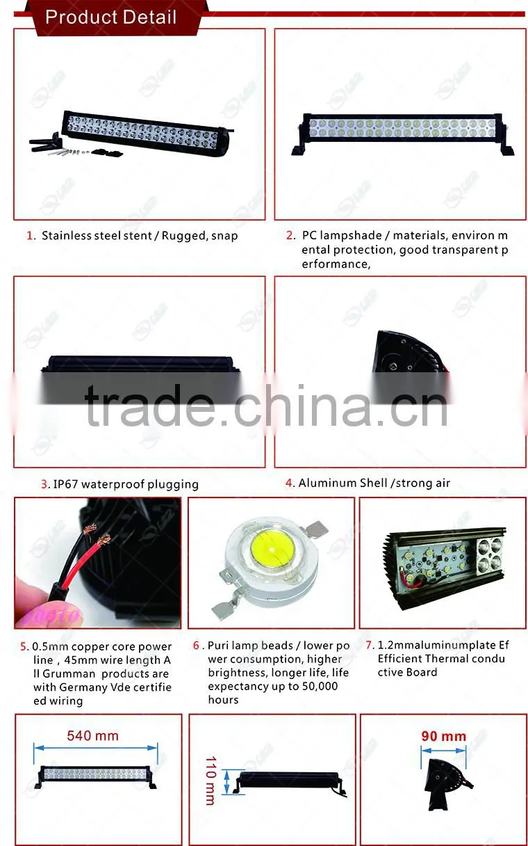 10x 10w led light bar offroad flood spot and cambo light bar 17.5" 100W