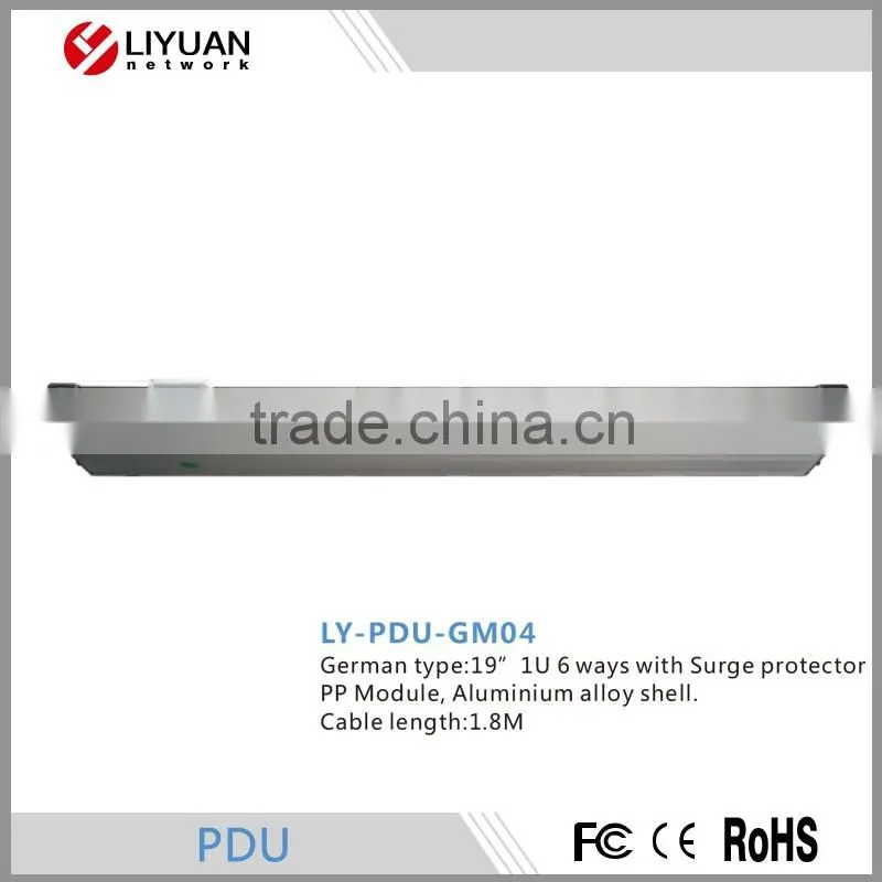 LY-PDU-GM04 1U 19inch Gmerman type 6 ways PDU with switch