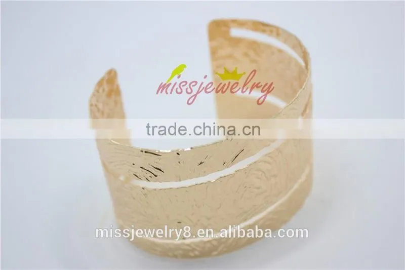 KC Gold Statement Punk Fashion Metal Hollow 0ut Wide Cuff Bangle Bracelets For Women Men for 2016 New Accessory