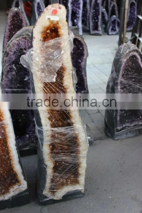 Wholesale Natural Rock Quartz Citrine Crystal Geode for Fengshui