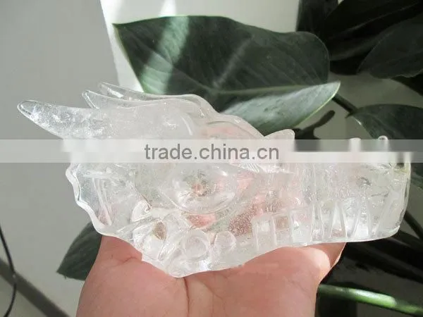 Natural Clear Quartz Crystal Dragon Head Skull / Crystal Dragon Skull Model