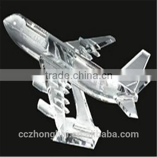 2016 New arrival crystal glass passenger plane model