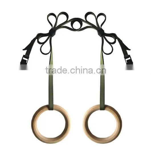 Portable Olympic Gymnastics Rings home fitness gymnastics wooden rings for crossfit strength training