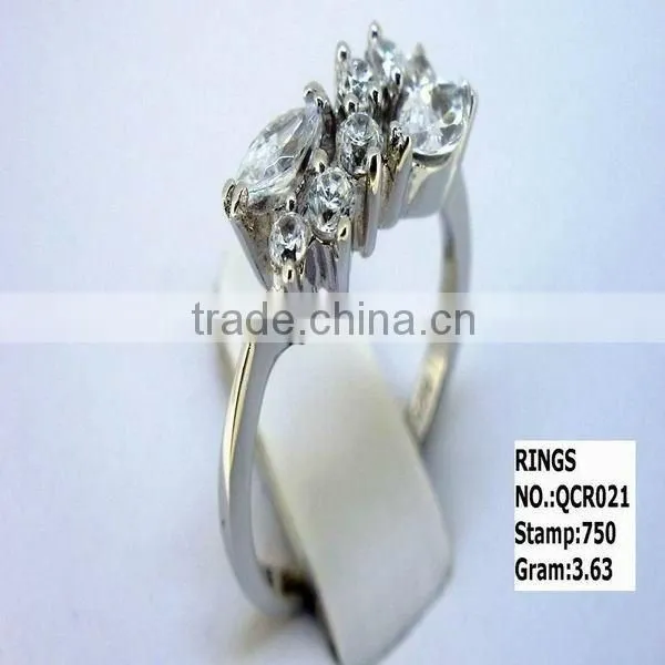 925 sterling silver ring with quality cz rhodium plating QCR021
