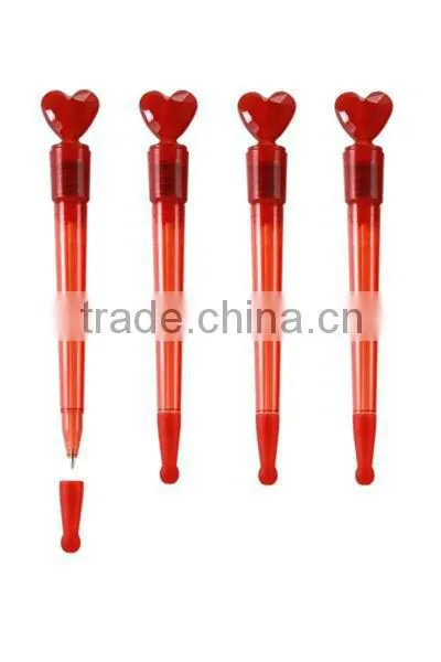 Novelty light plastic ball pen heart shape