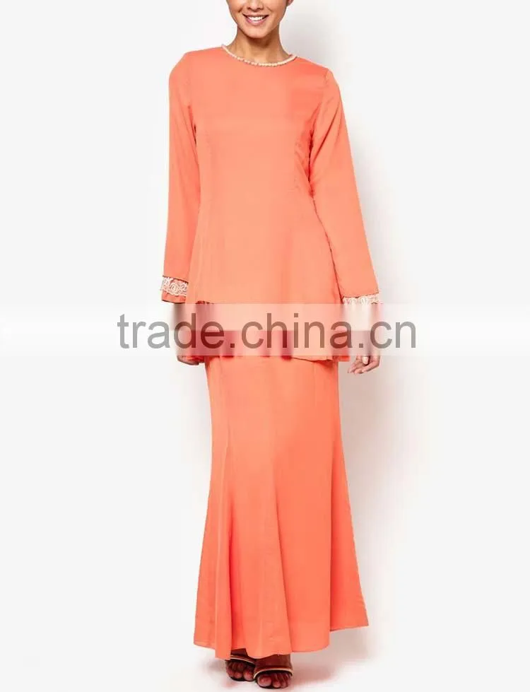 Orange color dress with black sequined scarf muslim dress