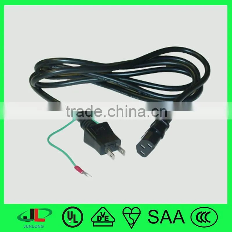 Factory price PSE certified 2 prong grounded plug with Japan Computer/Monitor Power Extension cord by c13 female connecter