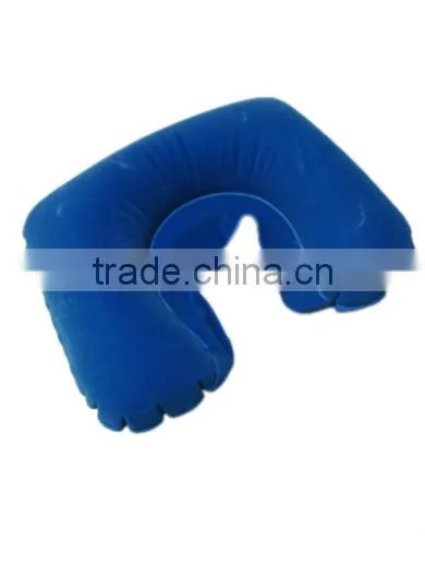 Flocking inflatable neck rest pillow, inflatable flocking neck pillow for relaxing
