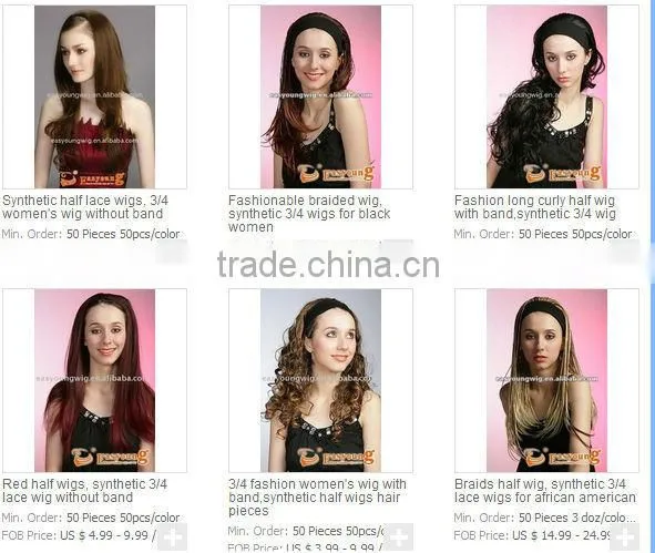 Synthetic half wigs, women's 3/4 half full lace wigs hairpieces
