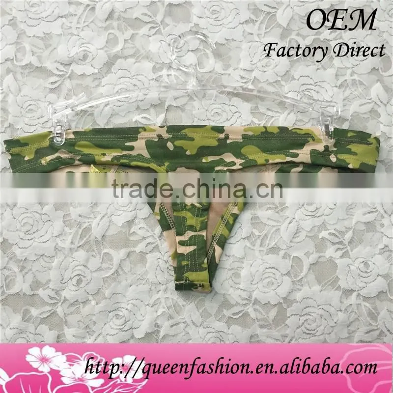 Light pure color Good quality Thong Anti-Static Good quality woman underwear camouflage T-back