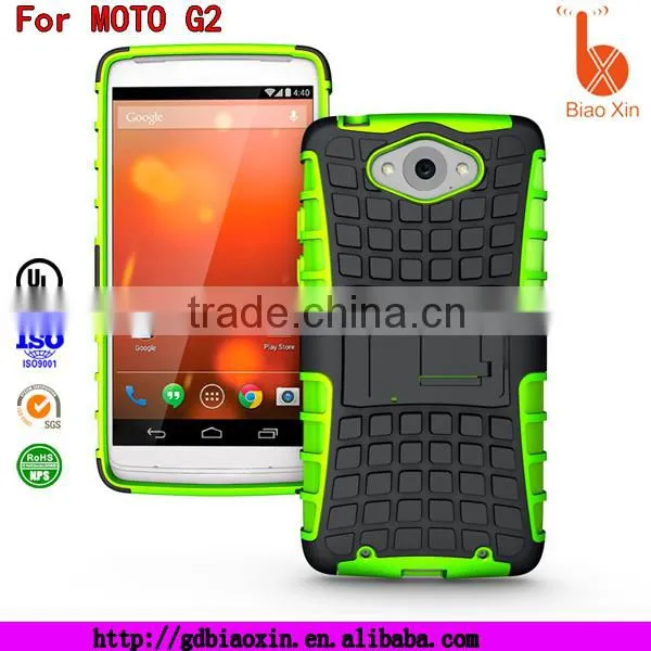 Robber phone cover For motorola moto g2, TPU+PC kickstand mobile cover for motorola accessory