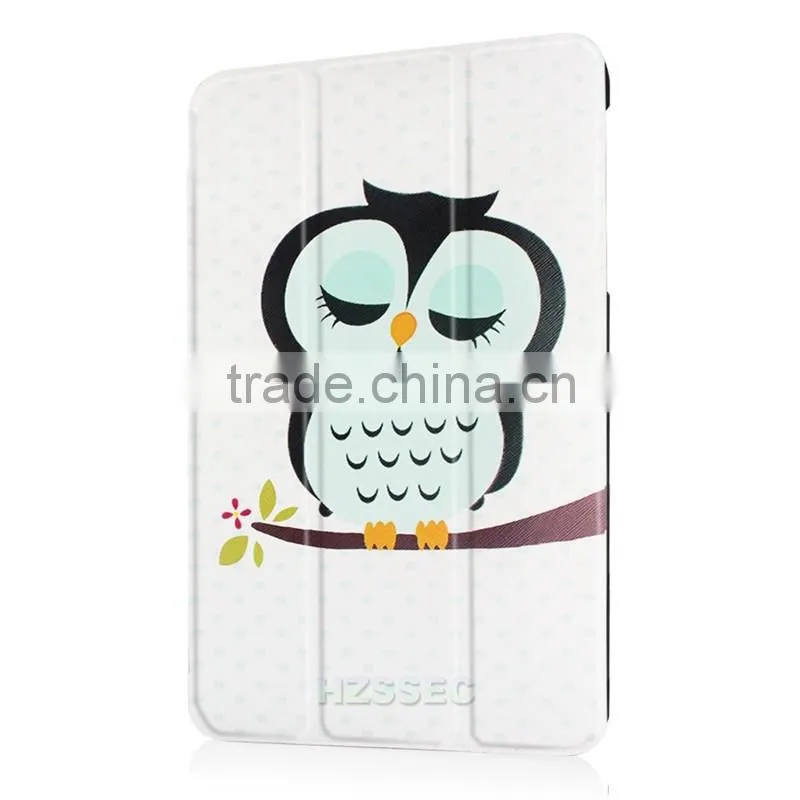 Embossed owl pattren case stand pu leather tablet cover case for Samsung Tab E 8.0