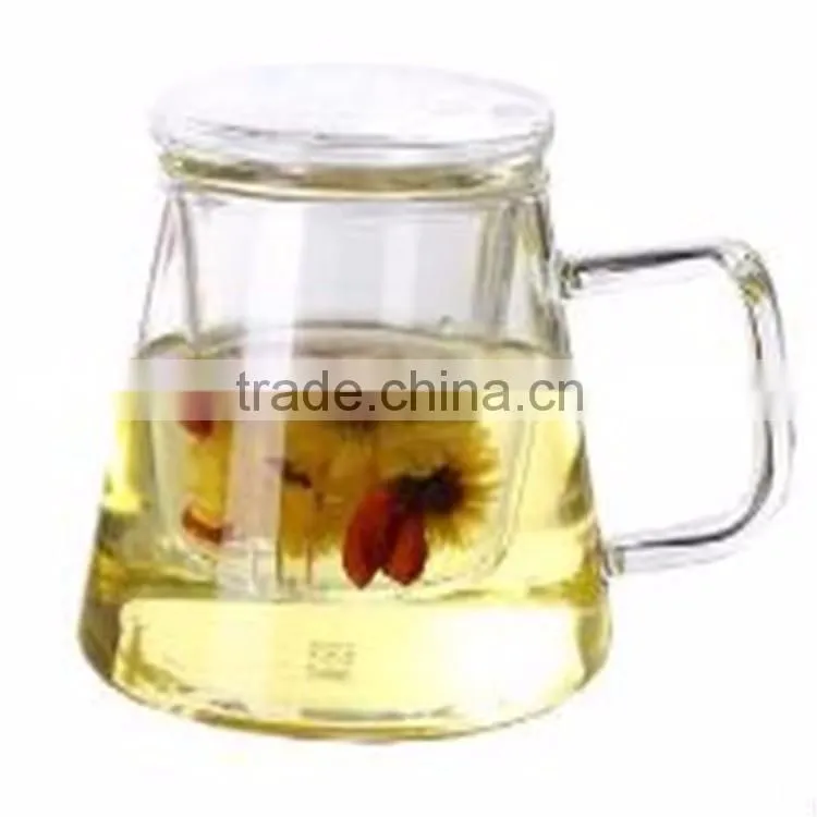 High quality 350ml heat resistant borosilicate glass tea cup/pot hand-made