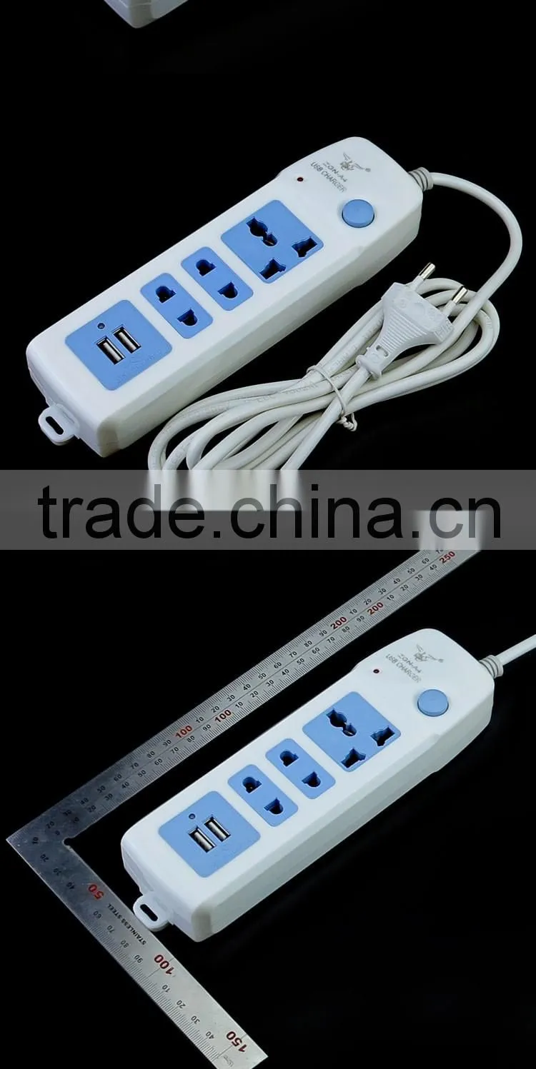 durable multi desktop smart electric switch and socket with dual USB ports