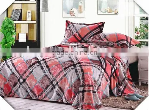 Plaid Print Ultra Soft Handfeeling Tartan Coral Fleece Bedding Set
