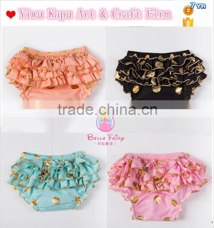 2016 sweet design ruffle diaper cover bloomers, polka dot ruffle bloomers for children in stock