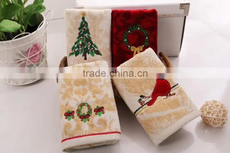 2015 cotton embroidery christmas pattern baby face towels