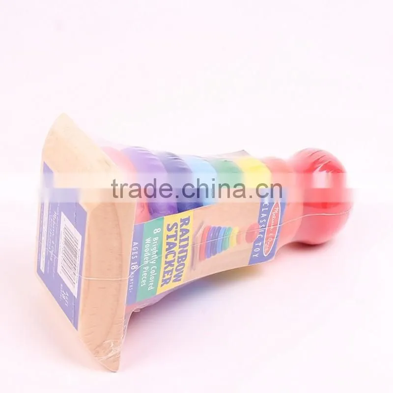 Wood toy Montessori Piling Ring Rainbow Tower Tumbler Stacker Stack Up Kids Child Baby Classic Educational Toy