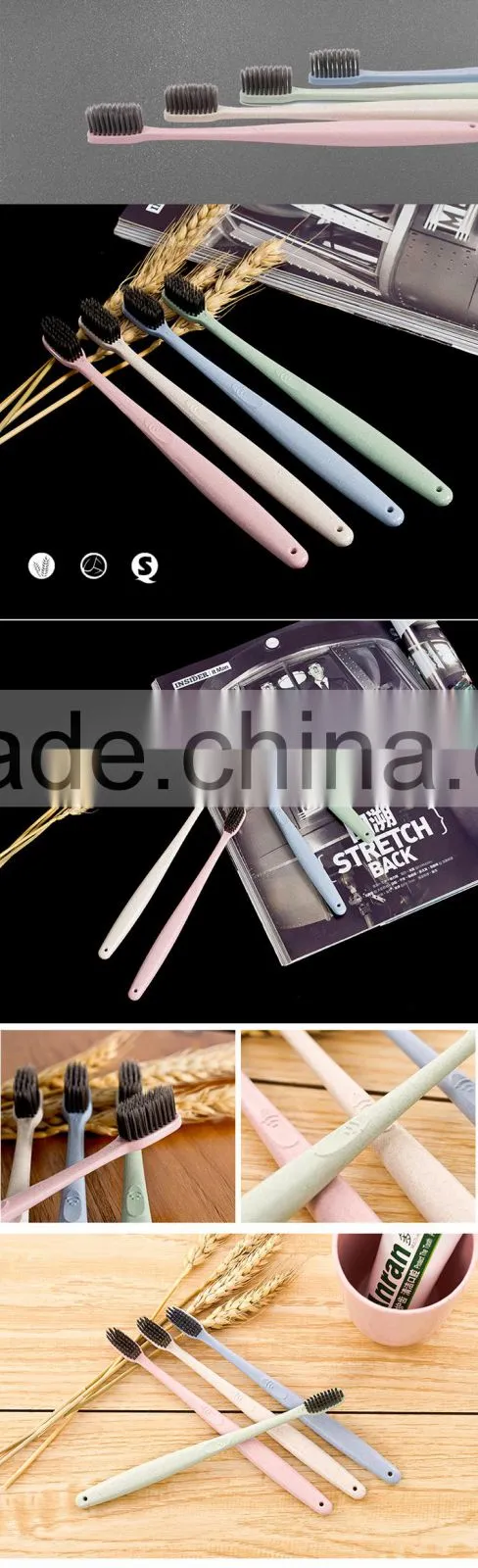 wheat straw style Double Ultra wholesale Soft Toothbrush Oral Clean Care