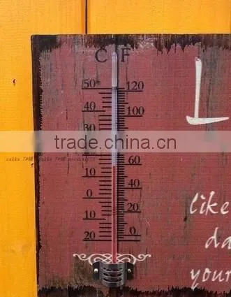 Personalized Wooden Painting for Home Decoration with Thermometer Vintage Look Wooden Picture Wooden Thermometer