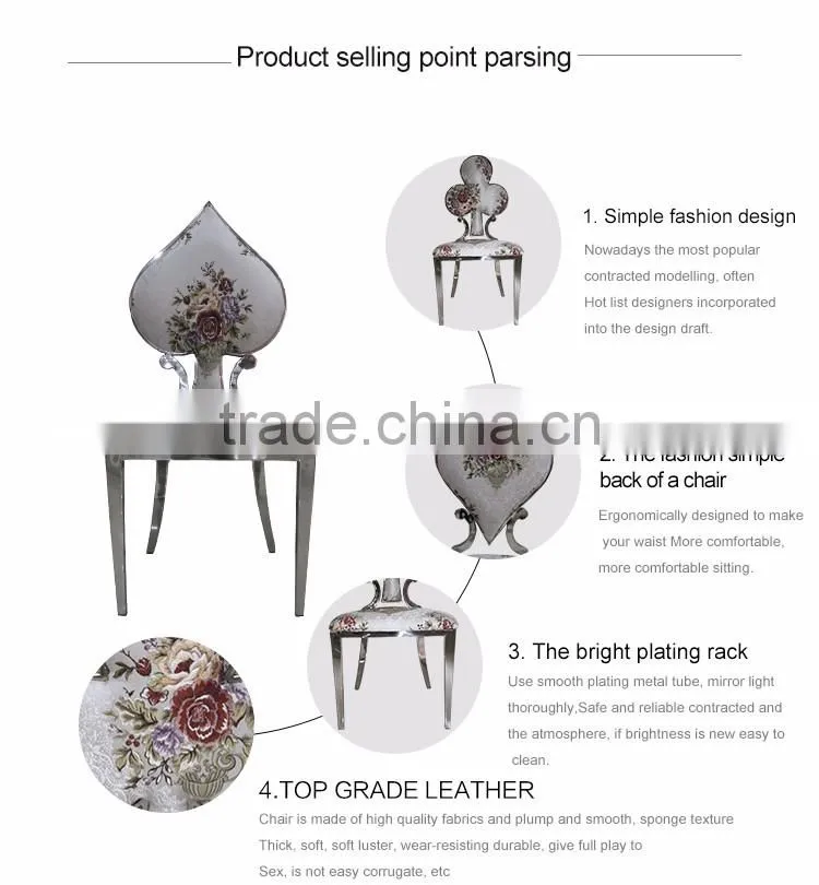 Modern poker dining chair with flower fabric