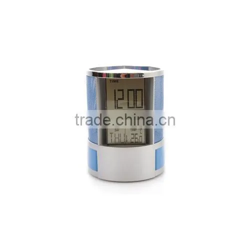 Multifunction table clock,digital clock with pen holder for gift