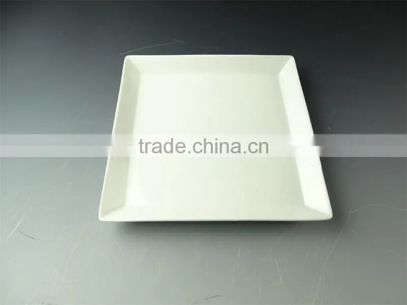 white square porcelain plate, cheap flate dinner plate for restaurant with all size in stock