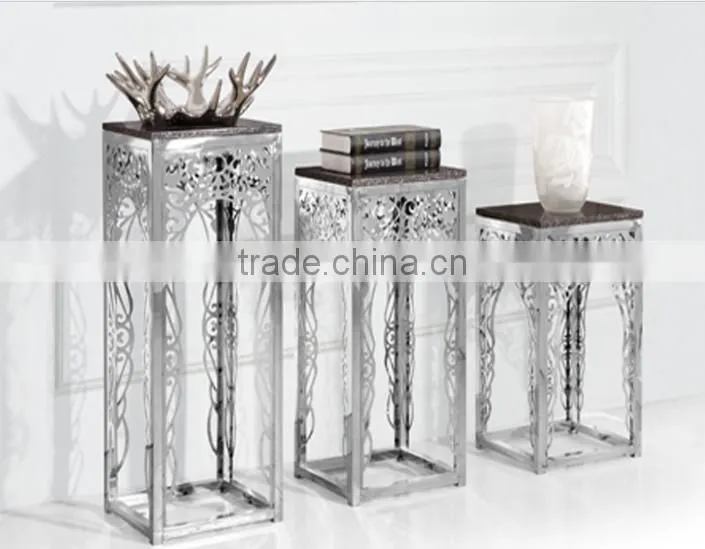 Square Top Silver Metal Flower Stand
