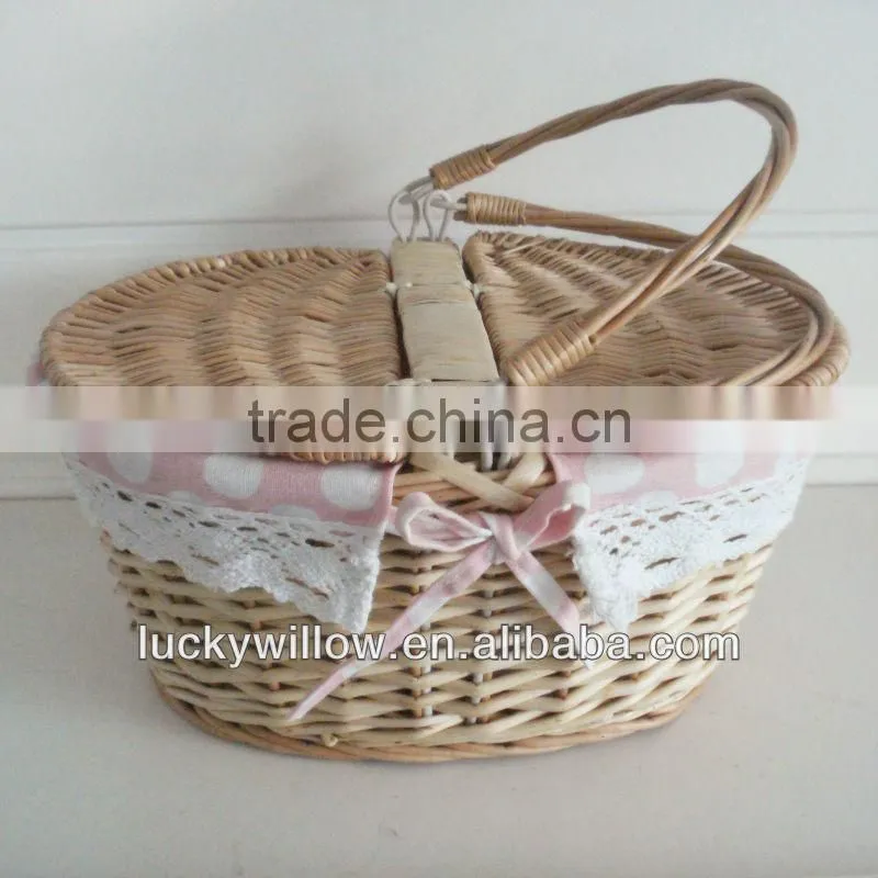 2016 round willow storage basket with lids