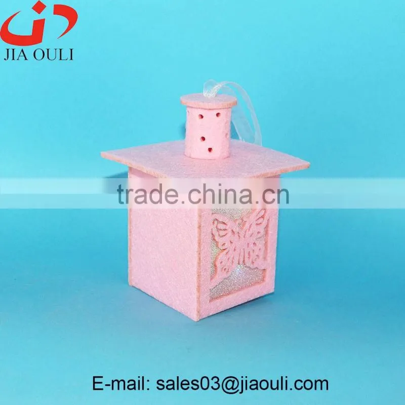 New design Easter decorations with LED light non-woven house and chimney shape hanging decorations
