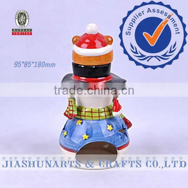 Ceramic Christmas Snowman Decorations Candlesticks Ornaments