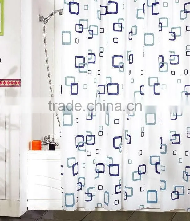 Print PEVA shower curtain and bath accessory