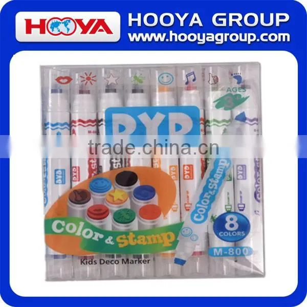 8pcs Pack Expression Stamper Markers Kids DIY Stamp Markers Watercolor Pen for School Supplies