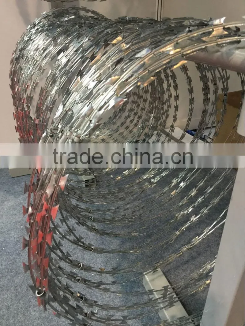 Lesotho salable BTO Single coil Galvanized razor barbed wire/razor wire