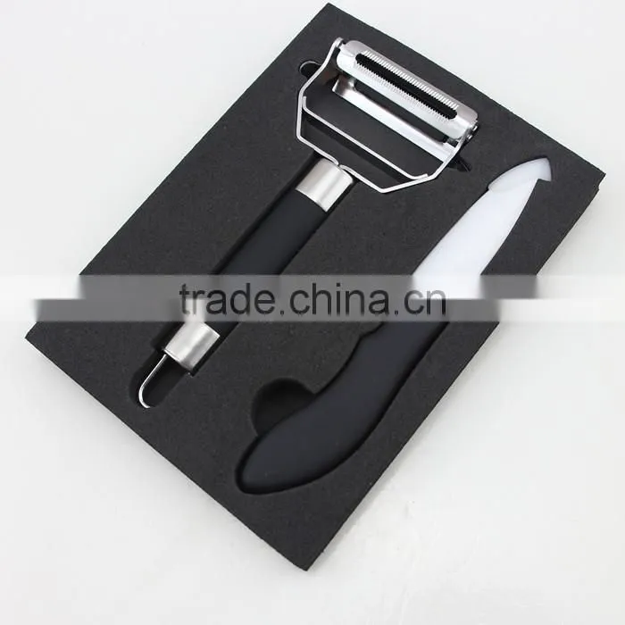 Stainless Steel Peeler Ceramic Knife Set Packed in EVA Tray