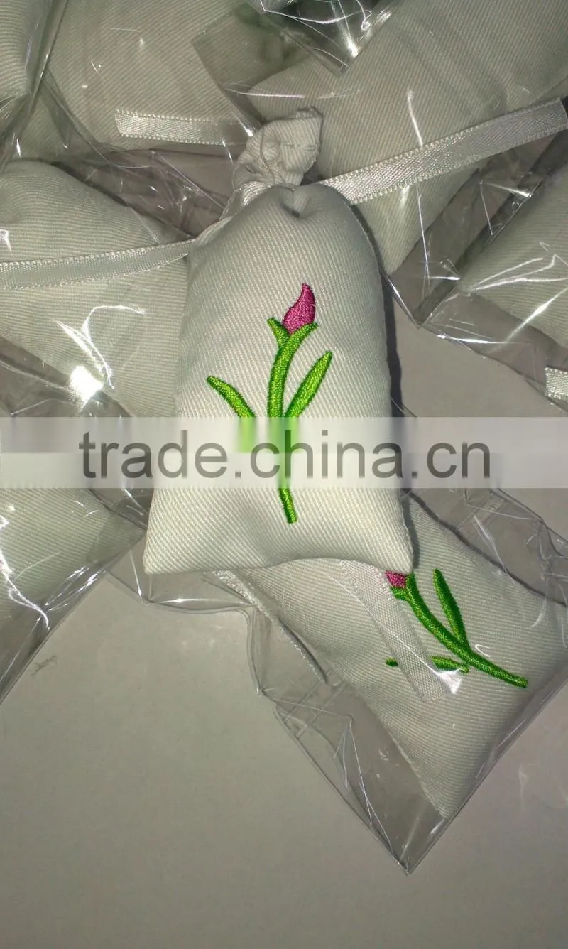 Linen embroider lavender sachet