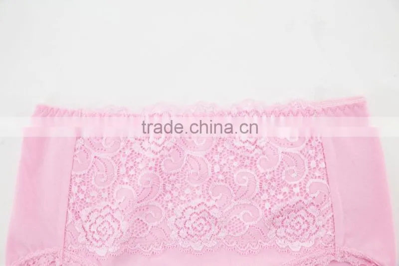 Pink 95% Cotton 5% Spandex with Lace Sexy Fancy Woman Underwear