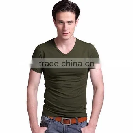 2016 new casual fashionable blank round- collar men's short sleeve t-shirt