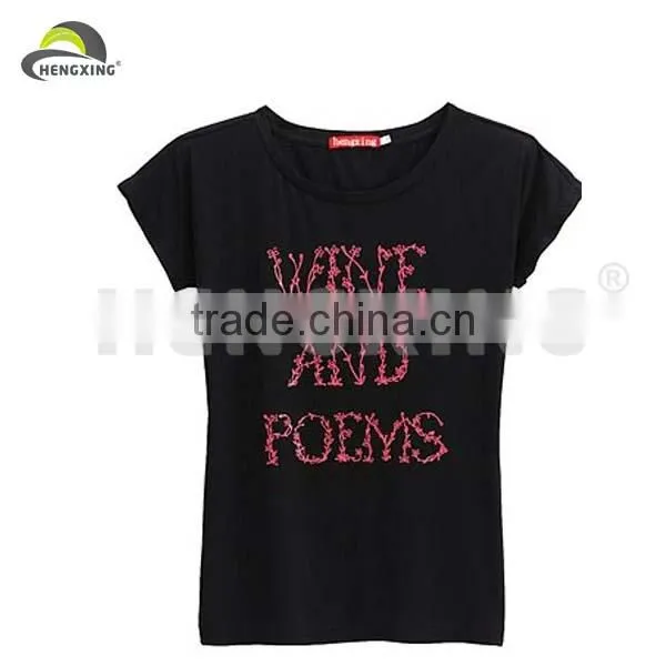Black Short Sleeve Digital Printing Design Your Own T Shirt For Women