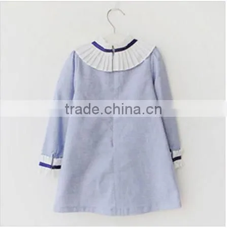 Fashionable knitted frock long sleeve plain clothing little girl princess dresses wholesale new design kids baby girls dress