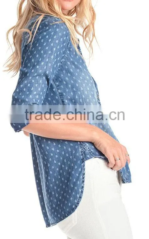 2015 wholesale girl printed shirt OEM service slim fit new fashion famous brand latest design