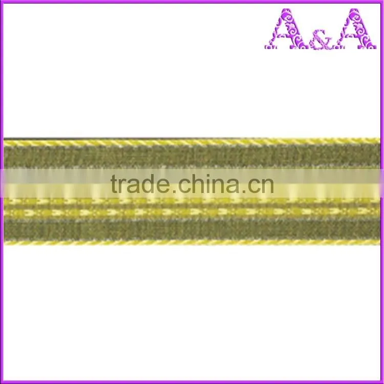 Hot Sale Satin Side Metallic Yarn Wired Nylon Organza Ribbon
