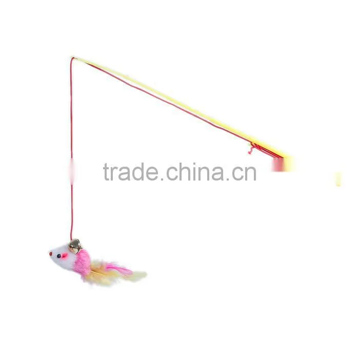 Plastic Wand Pet Teaser Mouse Animal Yellow Bell