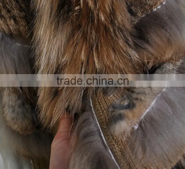 YR645 Unique Design Rabbit and Raccoon Real Fur Vest