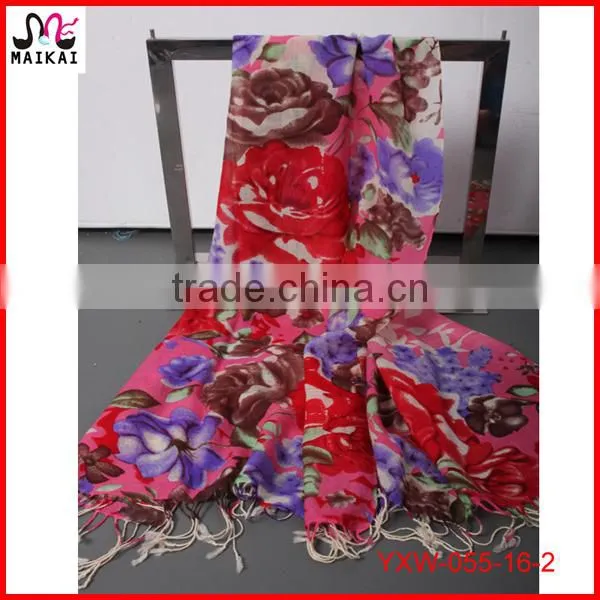 Animal print wool pashmina women scarf winter 2015